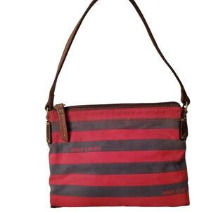 Dooney & Bourke Red and Navy Blue Striped Pouchette